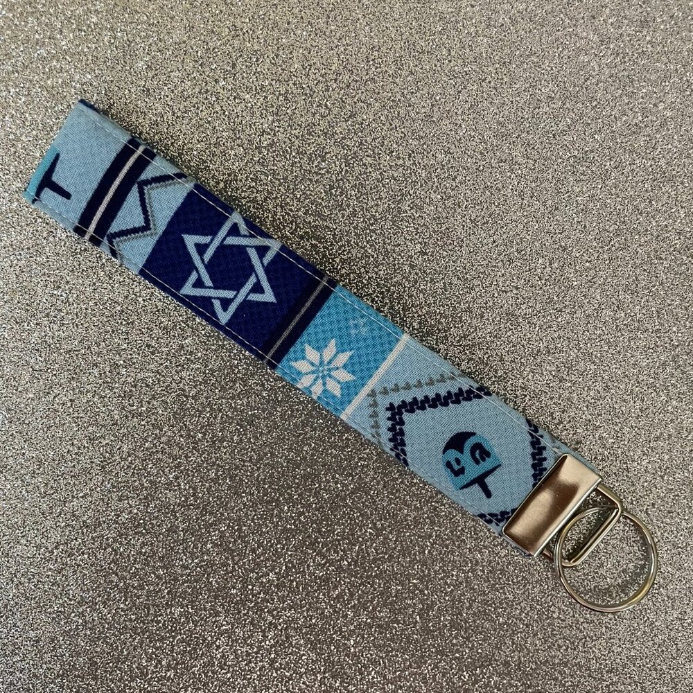 Holiday NWOT Light Blue Hanukkah Handmade Fabric Key Chain/Key Fob